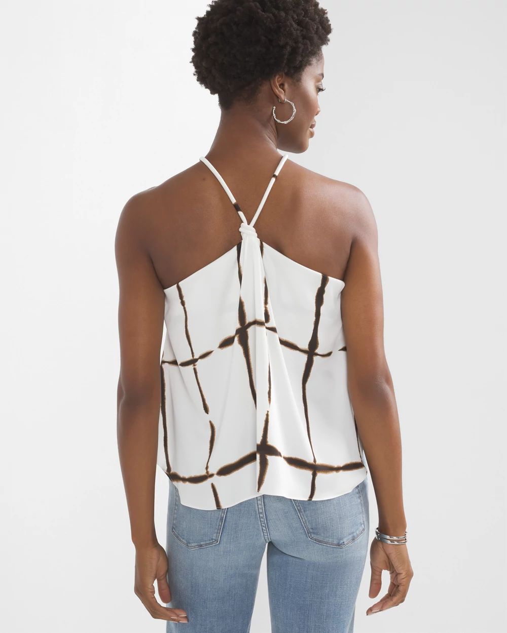 Black & White Diamond Pattern Halter Neck Top - Size S/M main image 0
